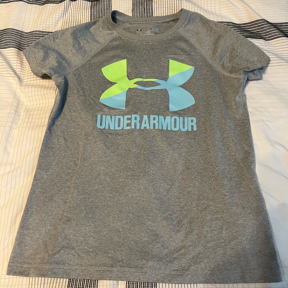 Under Armour Heather Gray/Blue/Green HeatGear Top